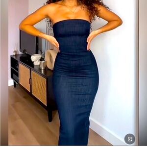 NEW ZARA DENIM DRESS IN DARK BLUE SIZE S